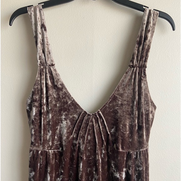 Vintage Mango velvet midi dress soft brown size S-M - Picture 3 of 11